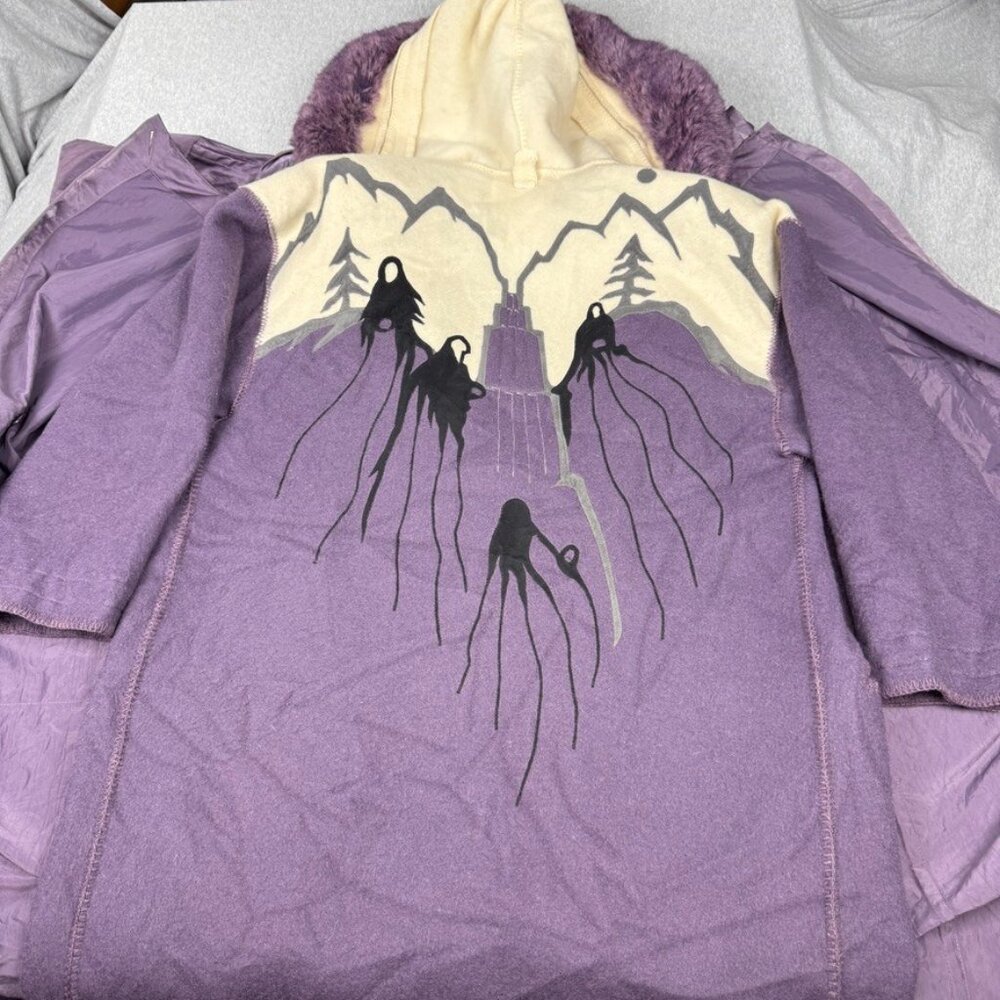 Lundstrom La Parka Small Wool Coat Southwest Tribal Faux Fur 2 PC Nylon Overcoat